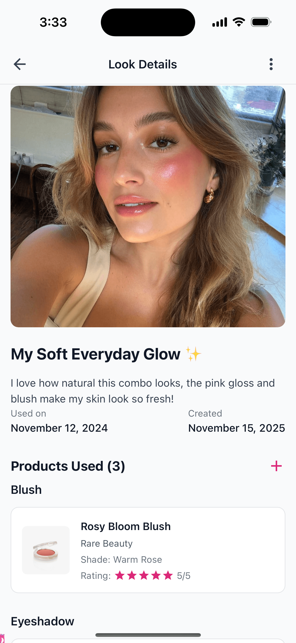 BeautyJournal App - Look Details